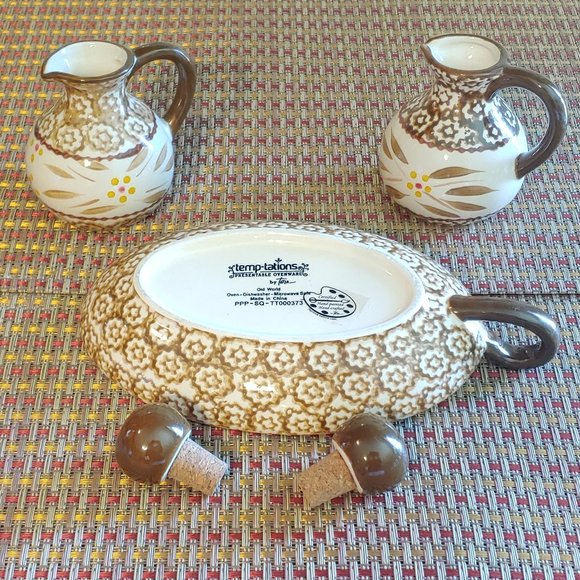 Temp-tations By Tara Ovenware Old World Brown 7-Piece Accessory Hand Painted - Picture 11 of 14